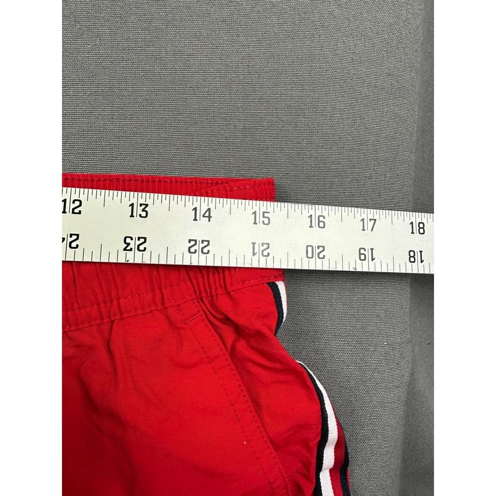 Tommy Hilfiger Men Red Swim Trunks Striped Mesh Lined Board Shorts Size M